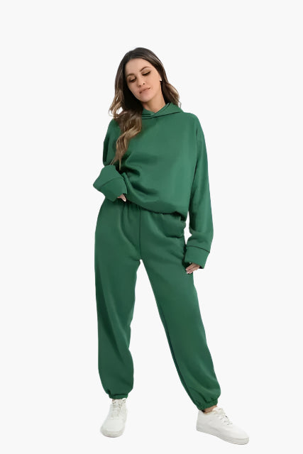 Damers avslappnad hoodie och joggingbyxa set – perfekt för hemmamys och vardagsstil