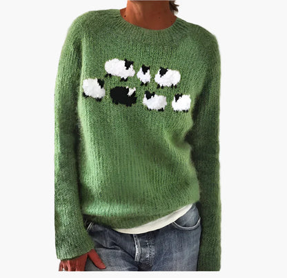 Damtröja Retro Mönsterstickad – Varm och Tidlös Höststil