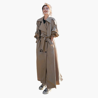 Dam Trenchcoat – Lång Oversized Klassisk Kappa för Vardag och Affär