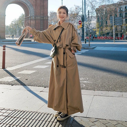 Dam Trenchcoat – Lång Oversized Klassisk Kappa för Vardag och Affär