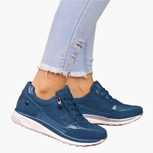 Dam Sneakers för Vardagsbruk med Dragkedja och Bekväm Platåsula – Sportig och Trendig Stil