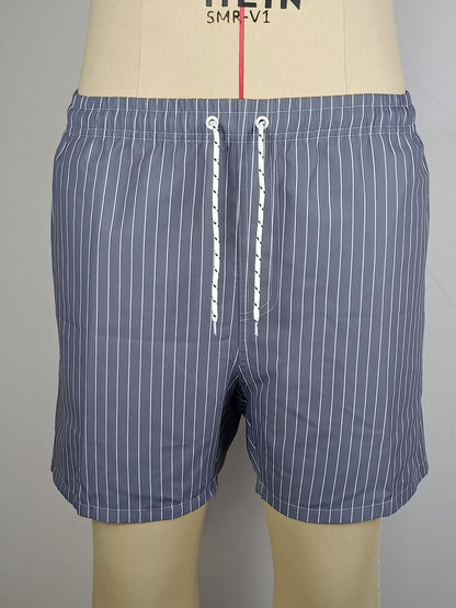 Herr Strandshorts med Smala Ränder – Lediga Badshorts för Strand och Vardag