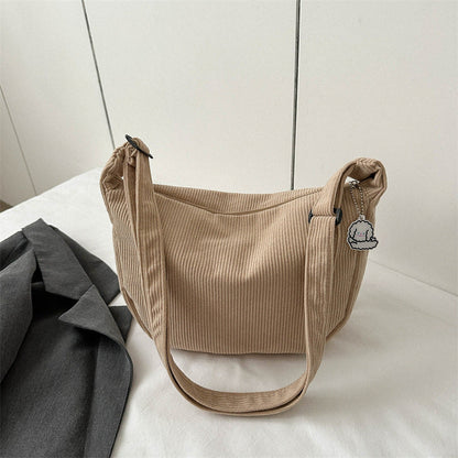 Sandra – Corduroy Idérik Allround Konstnärlig Enaxlad Messenger-väsk Student Avslappnad Enkel
