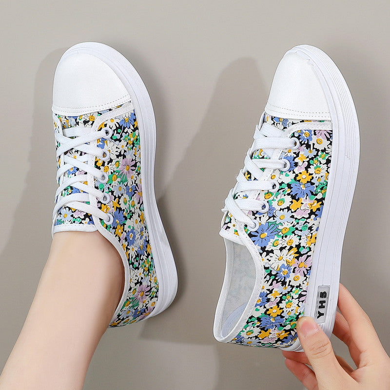 Sandra – Enkla Kvinno Sneakers i Koreansk Denim