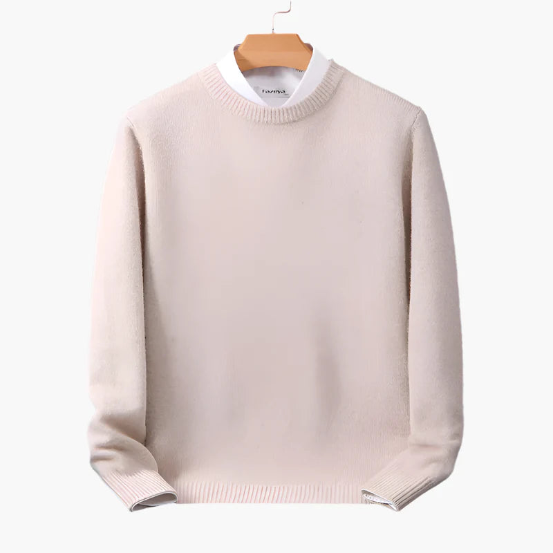 Herrtröja Klassisk Stickad Pullover med Falsk Skjortkrage – Elegant Vardagsstil