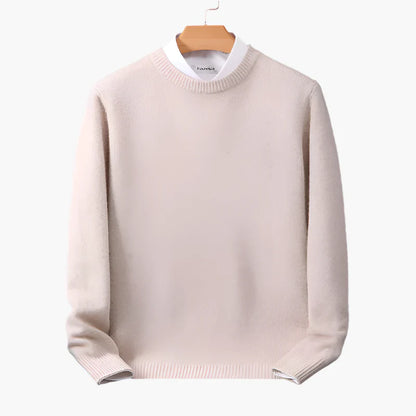 Herrtröja Klassisk Stickad Pullover med Falsk Skjortkrage – Elegant Vardagsstil