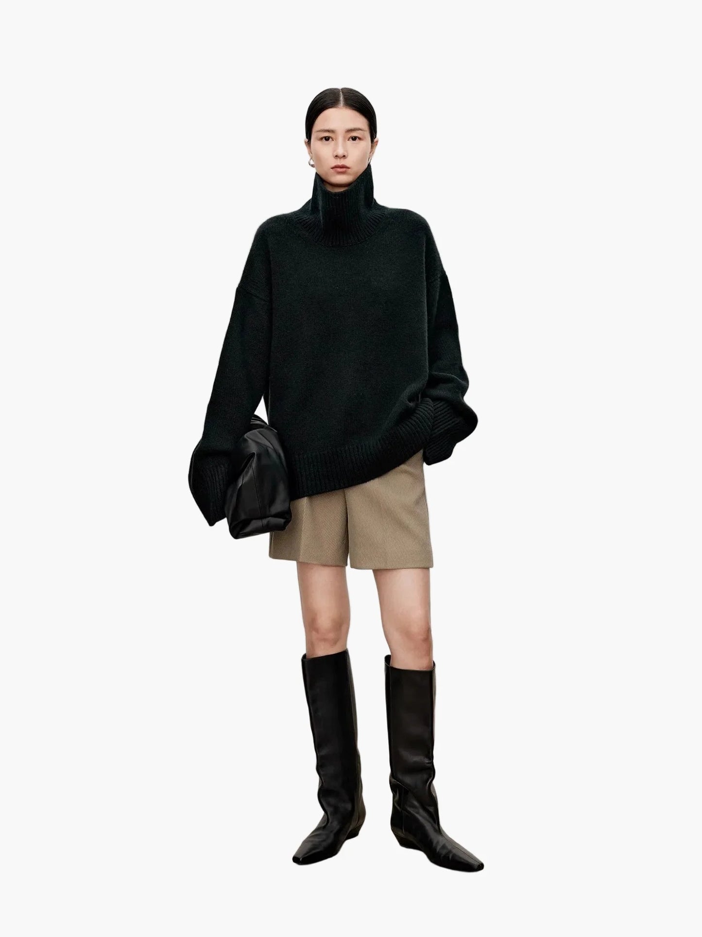 Dam Tröja Polokrage Oversize Stickad Elegant Vardagsmode