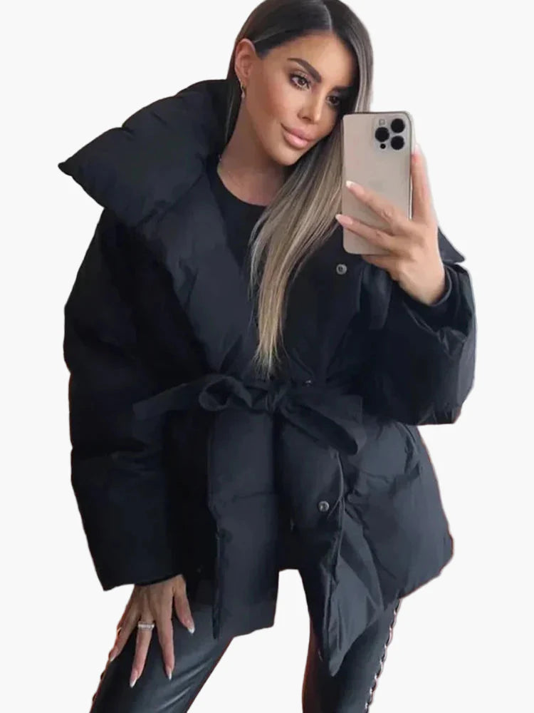 Dam Vinterjacka Med Bälte – Moderiktig Vadderad Kappa För Stad & Vardag