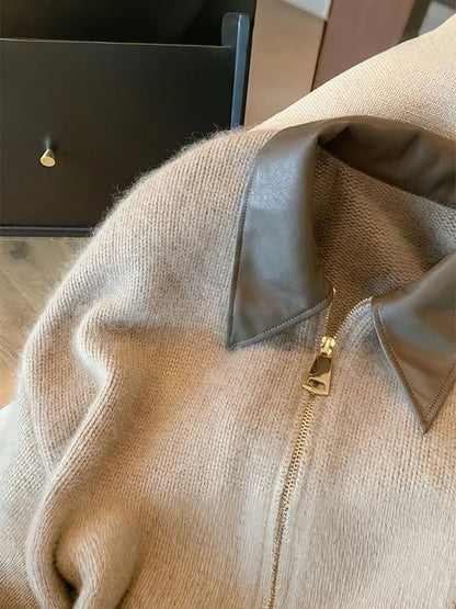 Damtröja med dragkedja och trendig krage – Modern och avslappnad stil