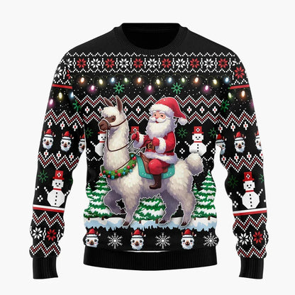 Herr Jultröja Rolig Ugly Christmas Sweater med Llama och Tomteluva – Perfekt för Julfest