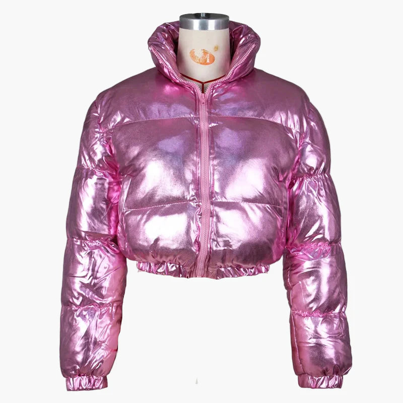 Damjacka Kort Blank Puffermodell – Trendig Vinterstil för Kvinnor