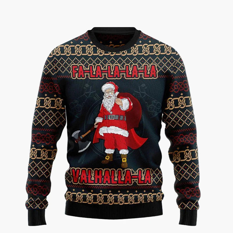Herr Jultröja Biker Santa – Rolig och Unik Ugly Christmas Sweater för Män