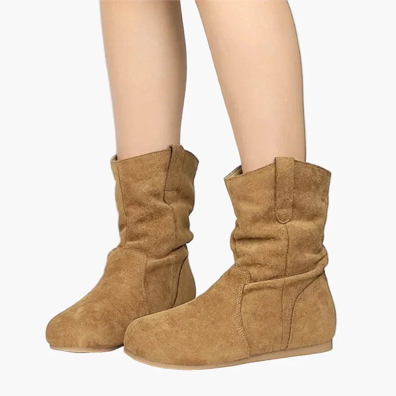 Damers slouchiga modeboots med låg klack för vardagsbruk