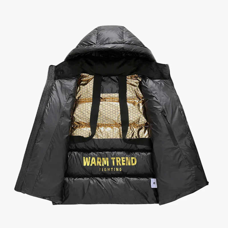 Herr Varm Lättviktig Vinterjacka med Huva – Trendig Vadderad Pufferjacka för Vardagsbruk