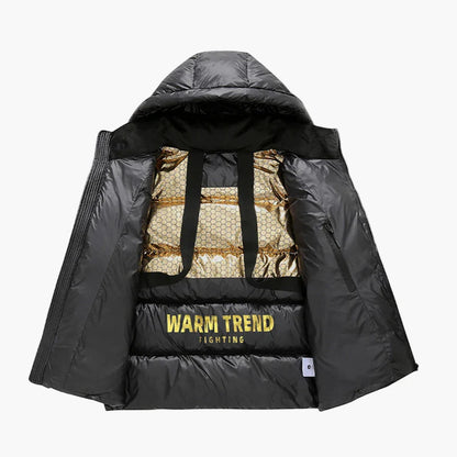 Herr Varm Lättviktig Vinterjacka med Huva – Trendig Vadderad Pufferjacka för Vardagsbruk