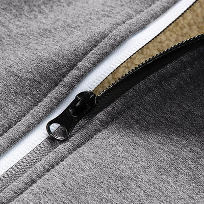 Lätt fodrad hoodie herr – tunn teddyfodrad huvtröja med dragkedja för sommarkvällar