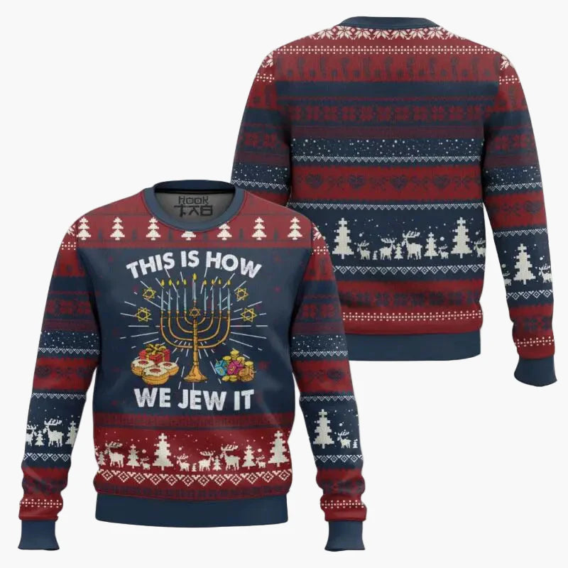 Herrjultröja Rolig "Not Today Santa" Hanukkah Ugly Christmas Sweater för Fest och Högtid