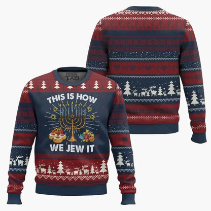 Herrjultröja Rolig "Not Today Santa" Hanukkah Ugly Christmas Sweater för Fest och Högtid
