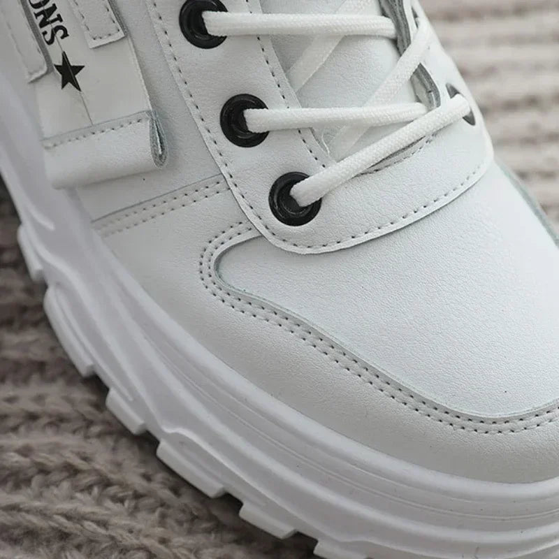 Dam Sneakers Vinterkängor med Hög Sula och Varm Foder – Trendiga Vardagsboots