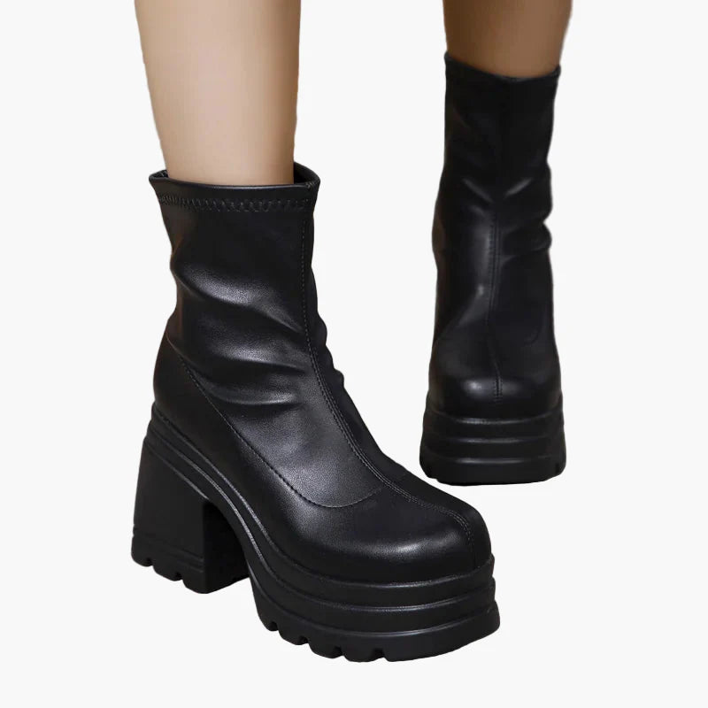 Dam Plattform Stövletter Med Tjock Klack För Fest och Mode