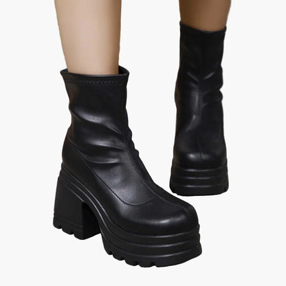 Dam Plattform Stövletter Med Tjock Klack För Fest och Mode