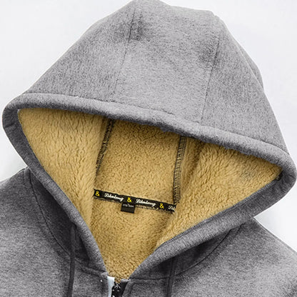 Lätt fodrad hoodie herr – tunn teddyfodrad huvtröja med dragkedja för sommarkvällar