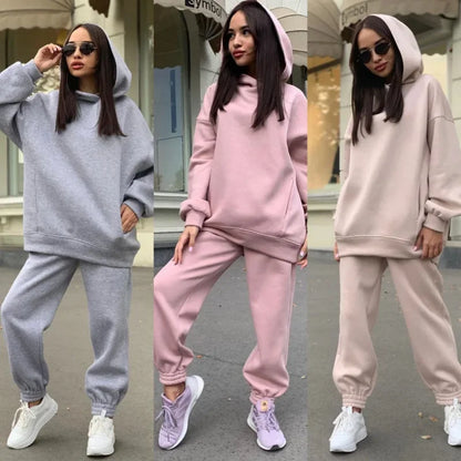 Damernas Lounge Set med Hoodie och Byxa – Avslappnad och Trendig Vardagsstil