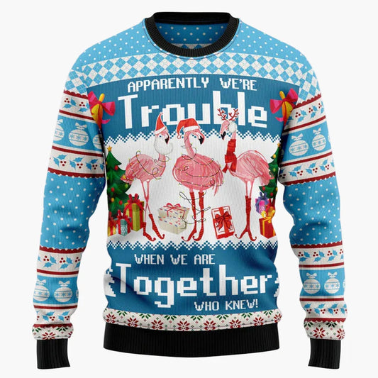 Herr & Dam Jultröja Flamingo Rolig Ugly Christmas Sweater – Perfekt för Fest och Familj