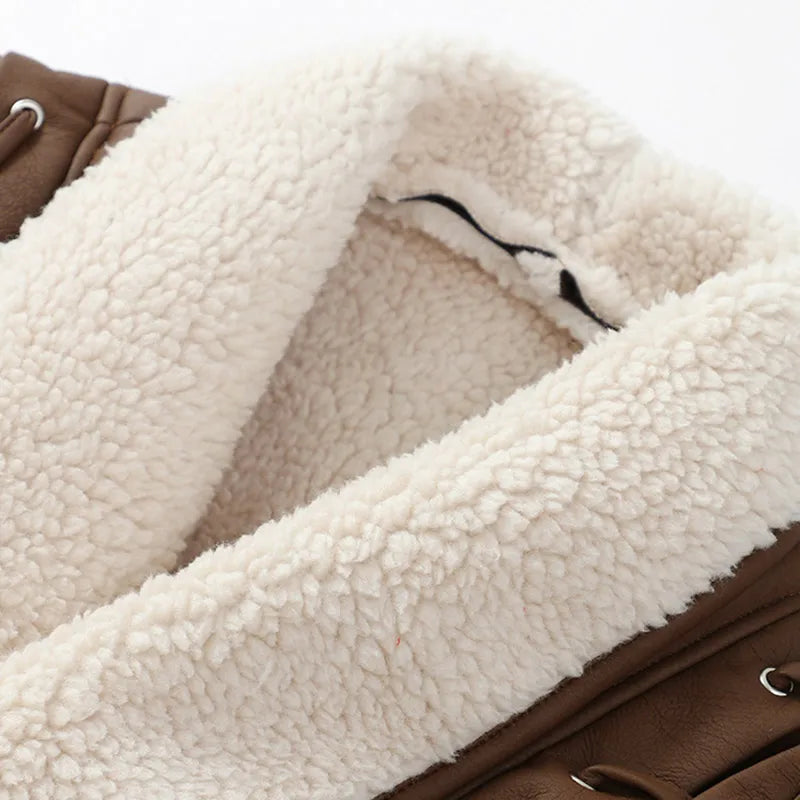 Damjacka med knytband och fuskpäls – Trendig vinterjacka för stil och komfort