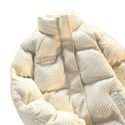 Dam Herr Vinterjacka Puffig Casual Lös Passform med Ståkrage – Trendig Vadderad Jacka för Par