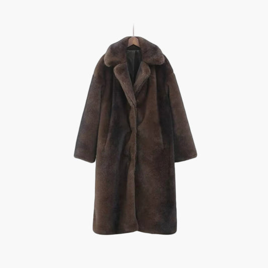 Dam Lång Fuskpäls Trenchcoat – Elegant Vinterstil och Värme
