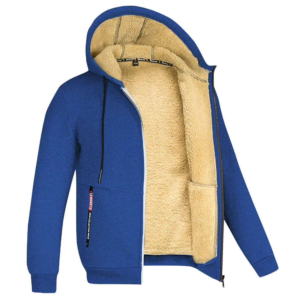 Lätt fodrad hoodie herr – tunn teddyfodrad huvtröja med dragkedja för sommarkvällar