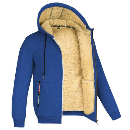 Lätt fodrad hoodie herr – tunn teddyfodrad huvtröja med dragkedja för sommarkvällar