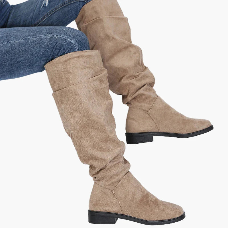 Damstövlar knähöga slouch boots för vardag och mode