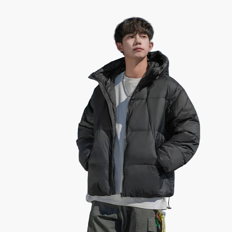 Herr Oversized Vinterjacka med Huva – Avslappnad Streetwear Stil