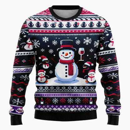 Herr jultröja med tomte och snögubbe – Rolig och varm vintertröja