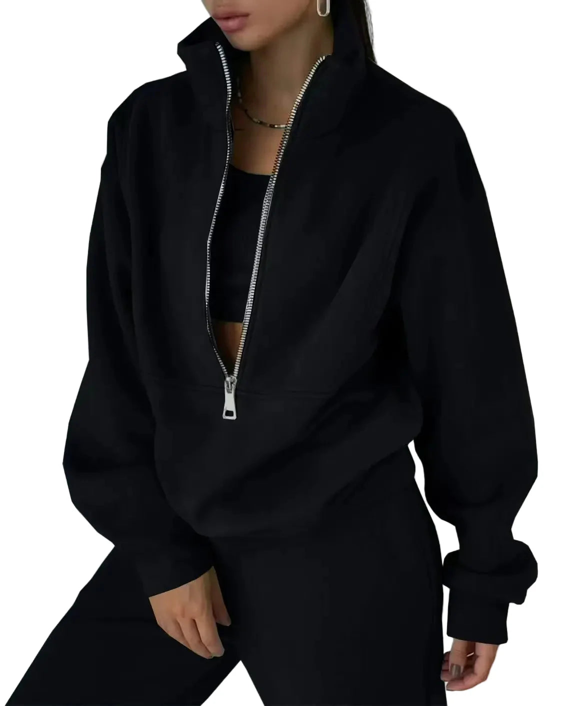 Damers sportiga halvzip set – avslappnad och modern träningsdräkt för vardag och fritid