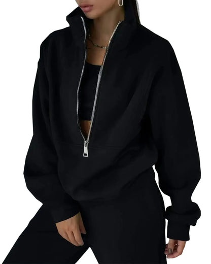 Damers sportiga halvzip set – avslappnad och modern träningsdräkt för vardag och fritid