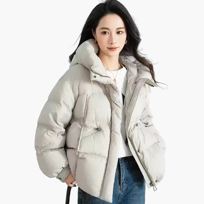 Dam Vinterjacka Oversized Pufferjacka Varm och Trendig Ytterplagg Fritid