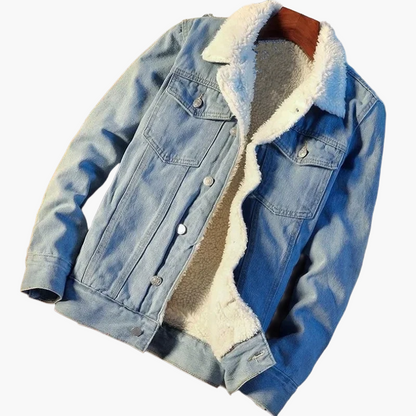 Herrjacka – Klassisk Vardagsjacka med Fårskinnskrage och Ledig Passform