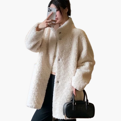 Dam Teddyjacka Vintage Oversize Vinterjacka Mode