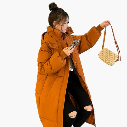 Dam Lång Pufferjacka Vinter Varm Oversized Parkas