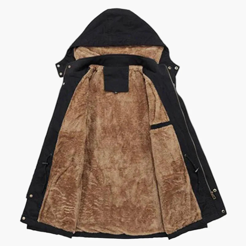 Herrjacka med huva och varm foder – Modern parkas för vinter och höst