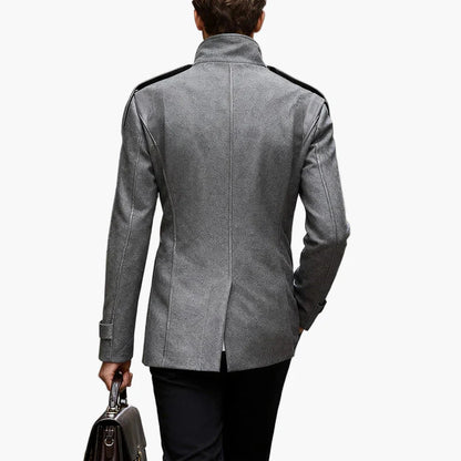 Herr Dubbelknäppt Stilren Kappa – Elegant Ytterplagg för Vardags- och Affärsbruk