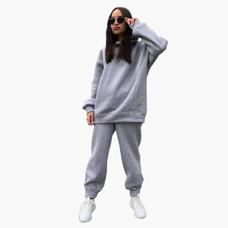 Damernas Lounge Set med Hoodie och Byxa – Avslappnad och Trendig Vardagsstil