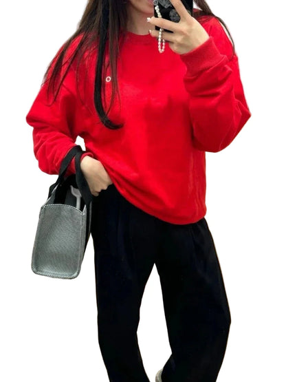 Dam Oversized Sweatshirt Trendig Vardagsstil och Träning