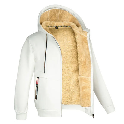 Lätt fodrad hoodie herr – tunn teddyfodrad huvtröja med dragkedja för sommarkvällar