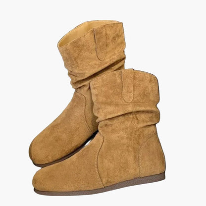 Damers slouchiga modeboots med låg klack för vardagsbruk
