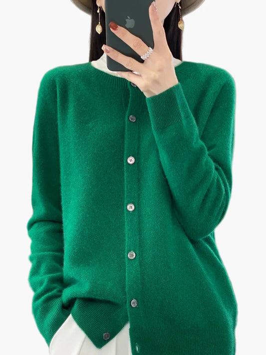 Dam Kofta Klassisk Vardagsstil – Långärmad Knapptröja Perfekt för Höst och Vinter