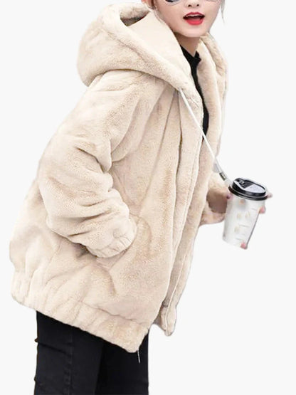 Dam Teddyjacka Hoodie Vinterjacka Oversized Streetwear